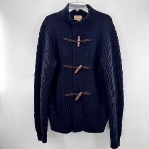 Telluride Cardigan Sweater Men Medium Navy Wool Hipster Preppy Cabin Ivy league